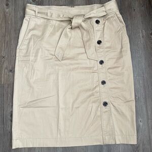 Ann Taylor Tie Waist Button Front Skirt Tan 18 Tall